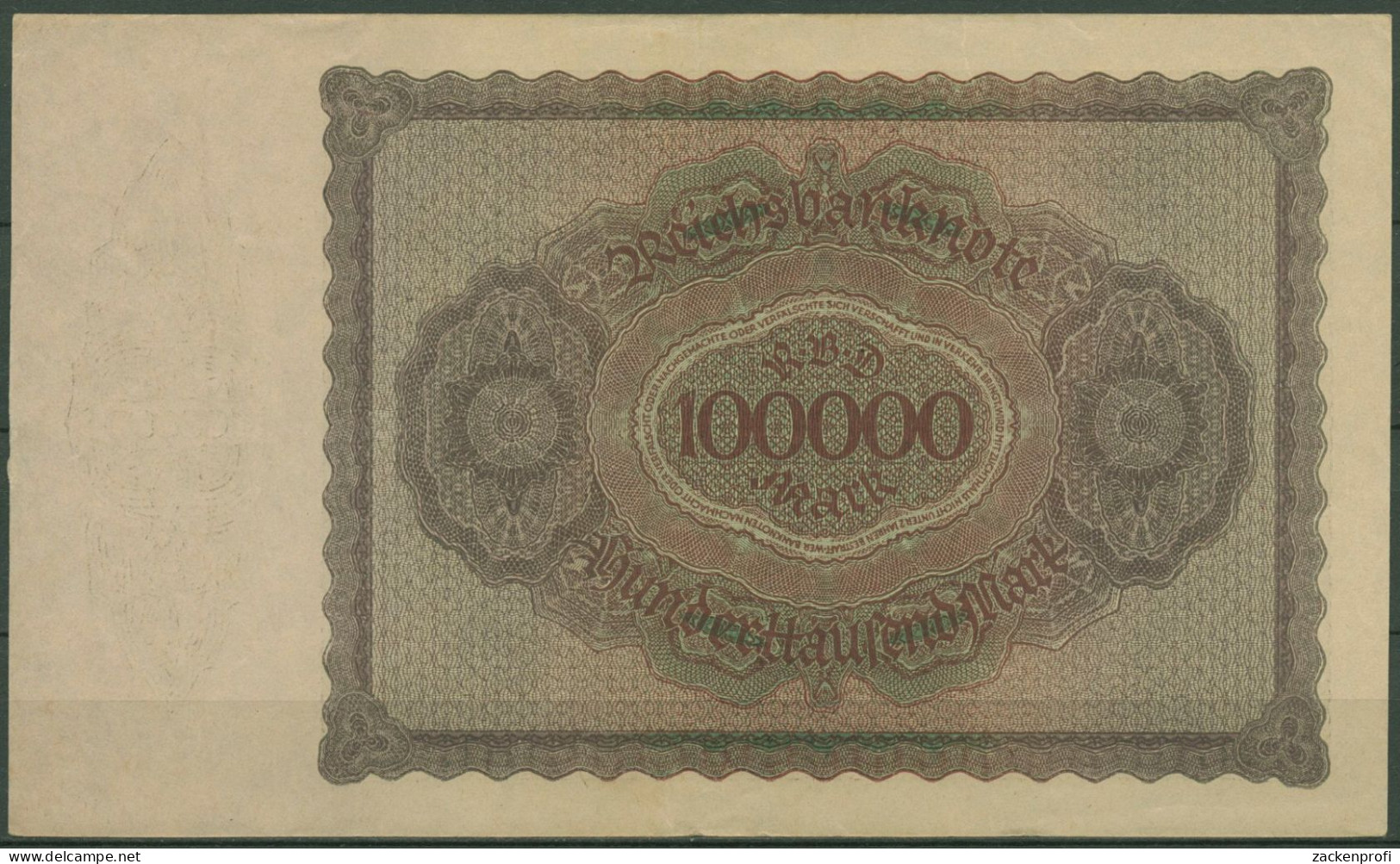 Dt. Reich 100000 Mark 1923, DEU-93d FZ P, Leicht Gebraucht (K1392) - 100.000 Mark