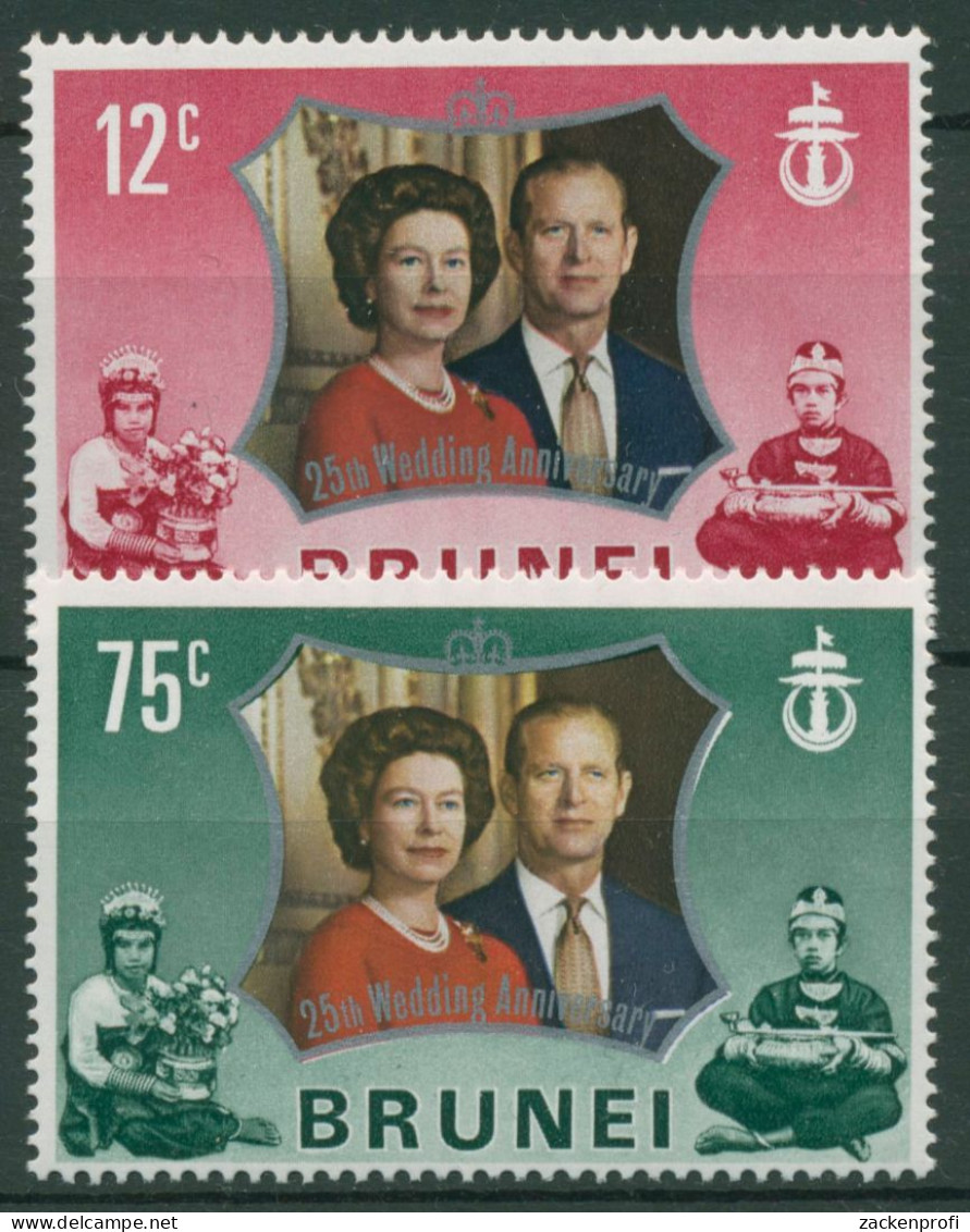 Brunei 1972 Königin Elisabeth II.& Prinz Philip Silberhochzeit 180/81 Postfrisch - Brunei (...-1984)