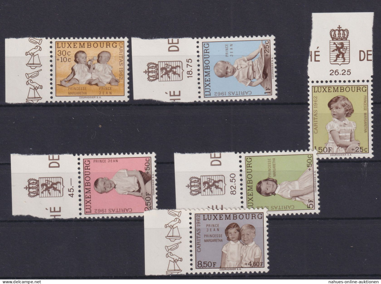 Luxemburg 660-665 Caritas Kinder Luxus Postfrisch MNH Vom Oberrand Ausgabe 1962 - Storia Postale