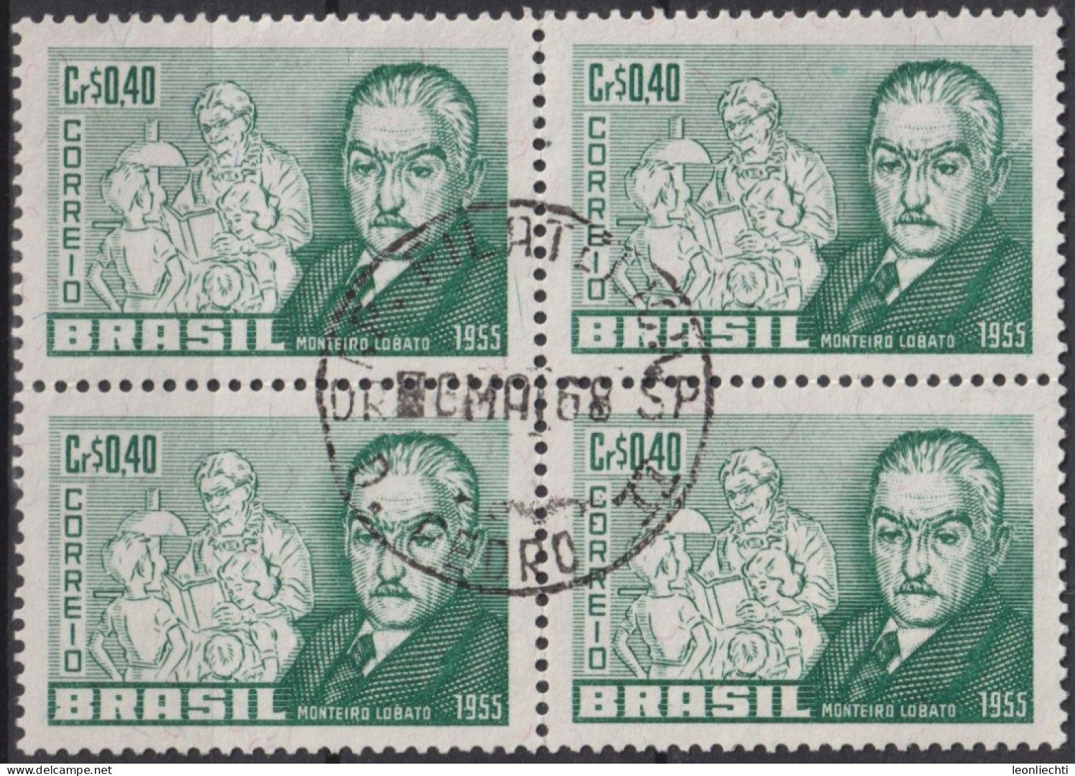 1955 Brasilien ° Mi:BR 885, Sn:BR 829, Yt:BR 612, José Bento Renato Monteiro Lobato (1882-1948) - Oblitérés