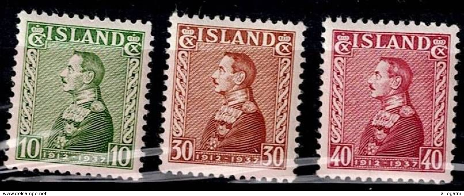 ICELAND 1937 25 YEARS OF THE REIGN OF KING CHRISTIAN X MI No 187-9 MNH VF!! - Ungebraucht