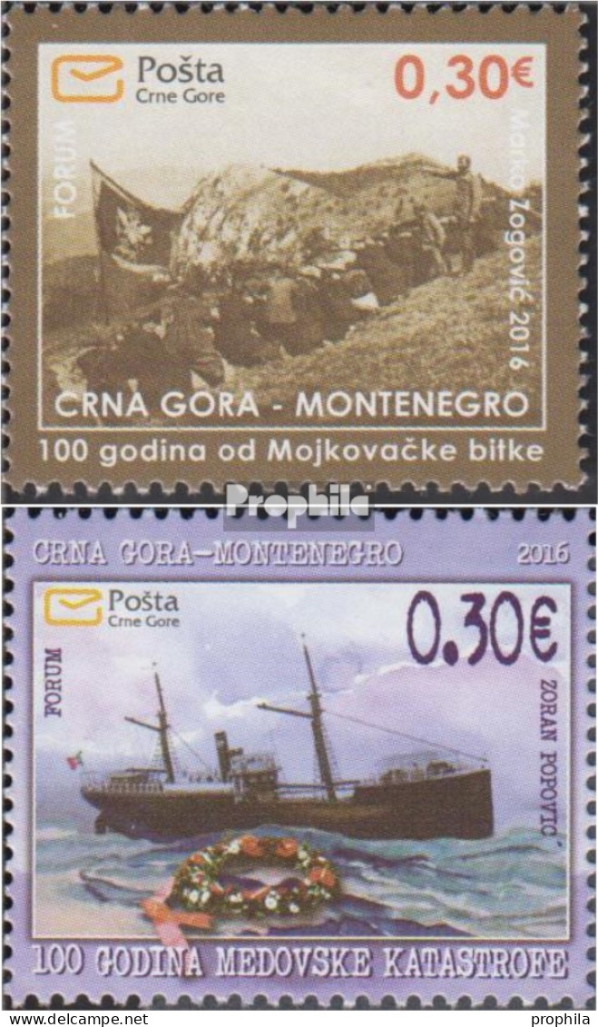 Montenegro 383,384 (kompl.Ausg.) Postfrisch 2016 Schlacht Von Mojkovac, Dampfer - Montenegro