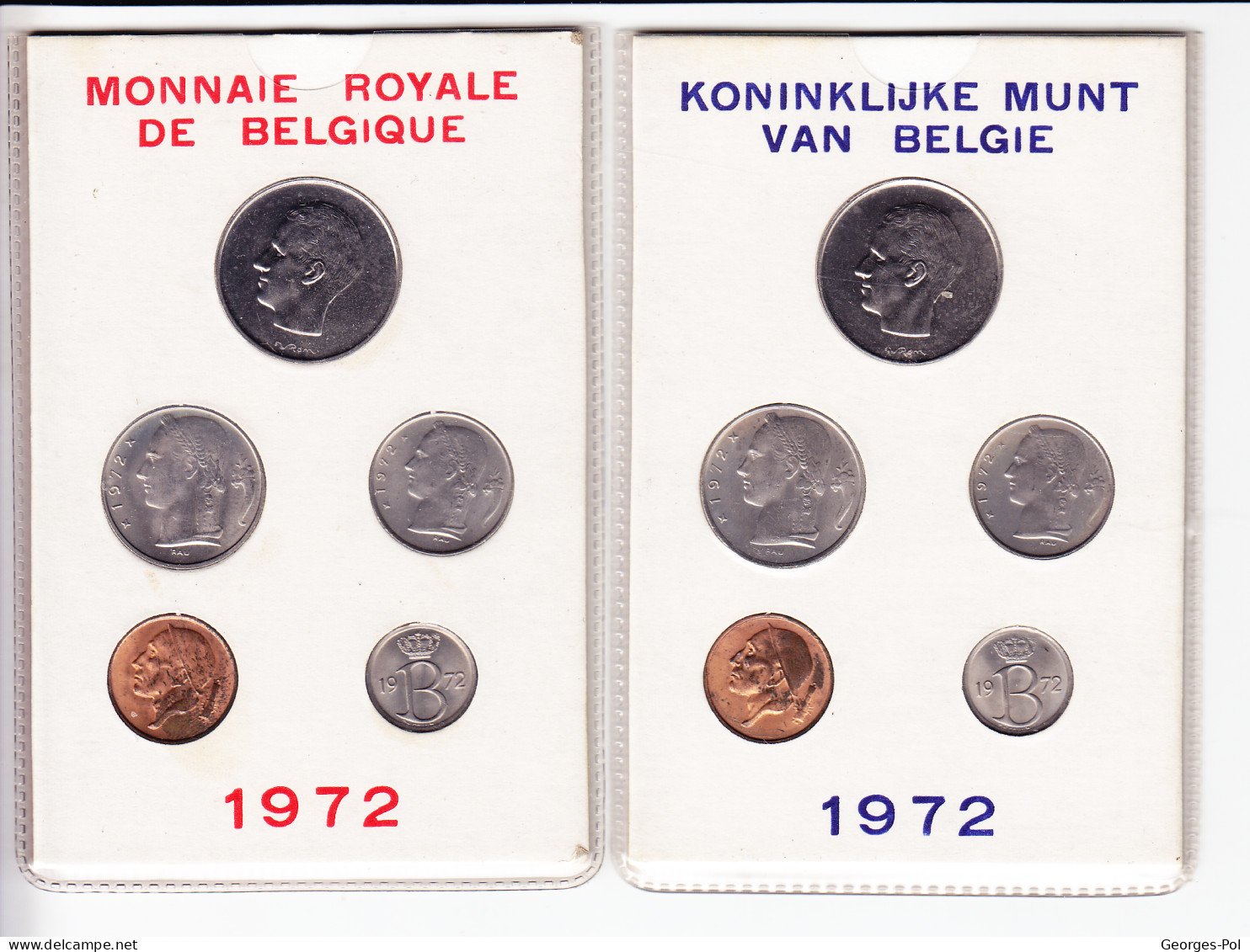 Monnaie Royale De Belgique 1972 Koninklijke Munt Van België. 2 Cartes De 5 Pièces Non Circulées - FDC, BU, Proofs & Presentation Cases