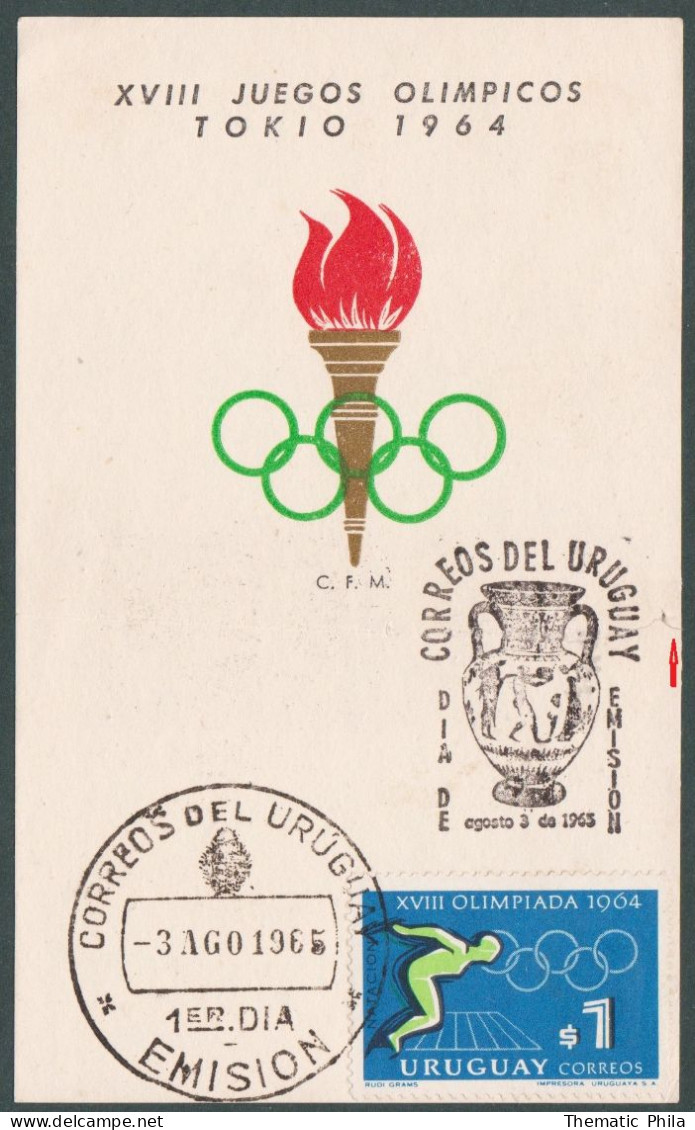 1964 URUGUAY FDC Tokio Special Postmark International Olympic Games - Jeux Olympique - Verano 1964: Tokio
