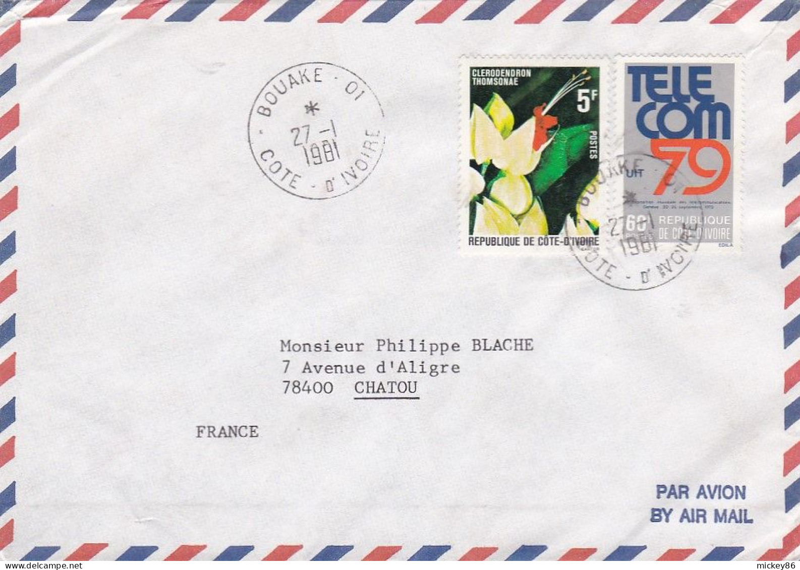 Côte D'Ivoire -1981--Lettre De BOUAKE  Pour CHATOU-78 (France) Timbres Divers  Sur Lettre...cachet - Côte D'Ivoire (1960-...)