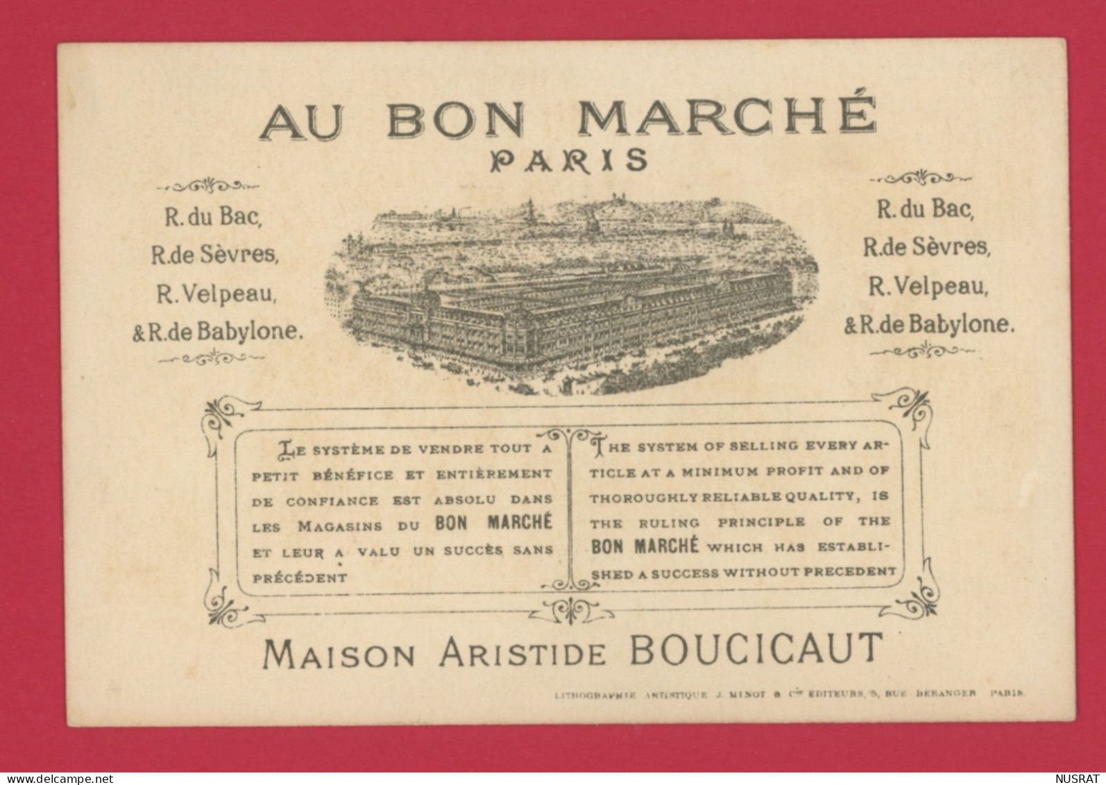 Au Bon Marché, Chromo Lith. J. Minot, Les Jouets, Les Pompiers, Firemen - Au Bon Marché