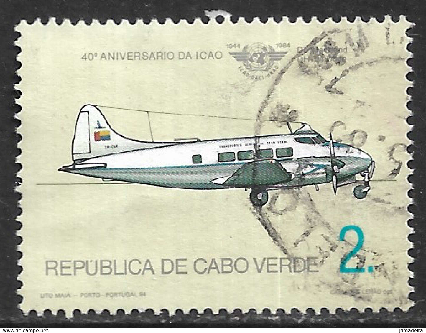 Cabo Verde – 1984 Civil Aviation Organization Anniversary 2. Used Stamp - Cap Vert