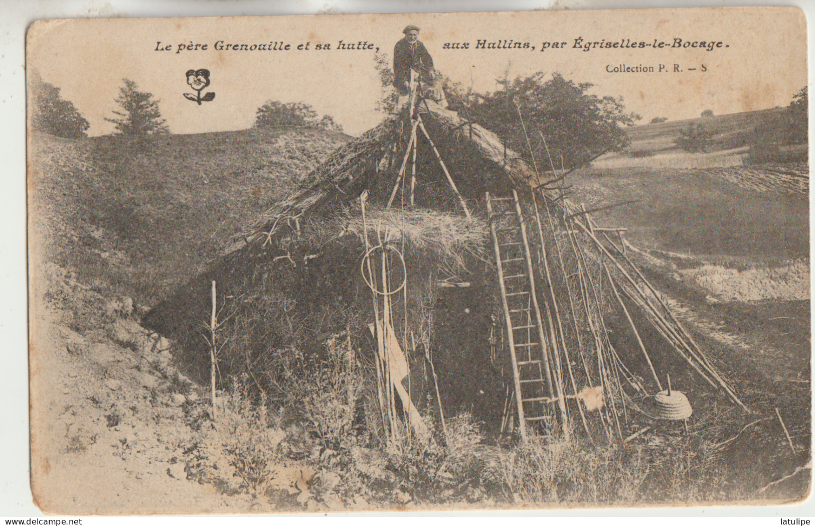 Cheroy  89  Carte Non Circulée Le Pere Grenouille Et Sa Hutte Aux HUTTINS - Egriselles Le Bocage