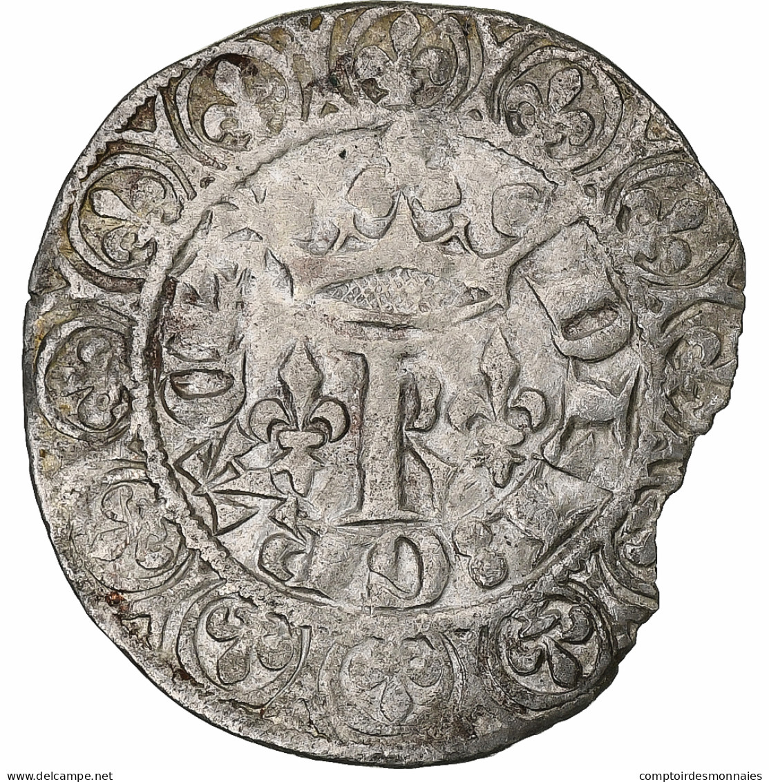 France, Charles V, Blanc Au K, 1365-1380, Billon, TTB+, Duplessy:363 - 1364-1380 Charles V Le Sage