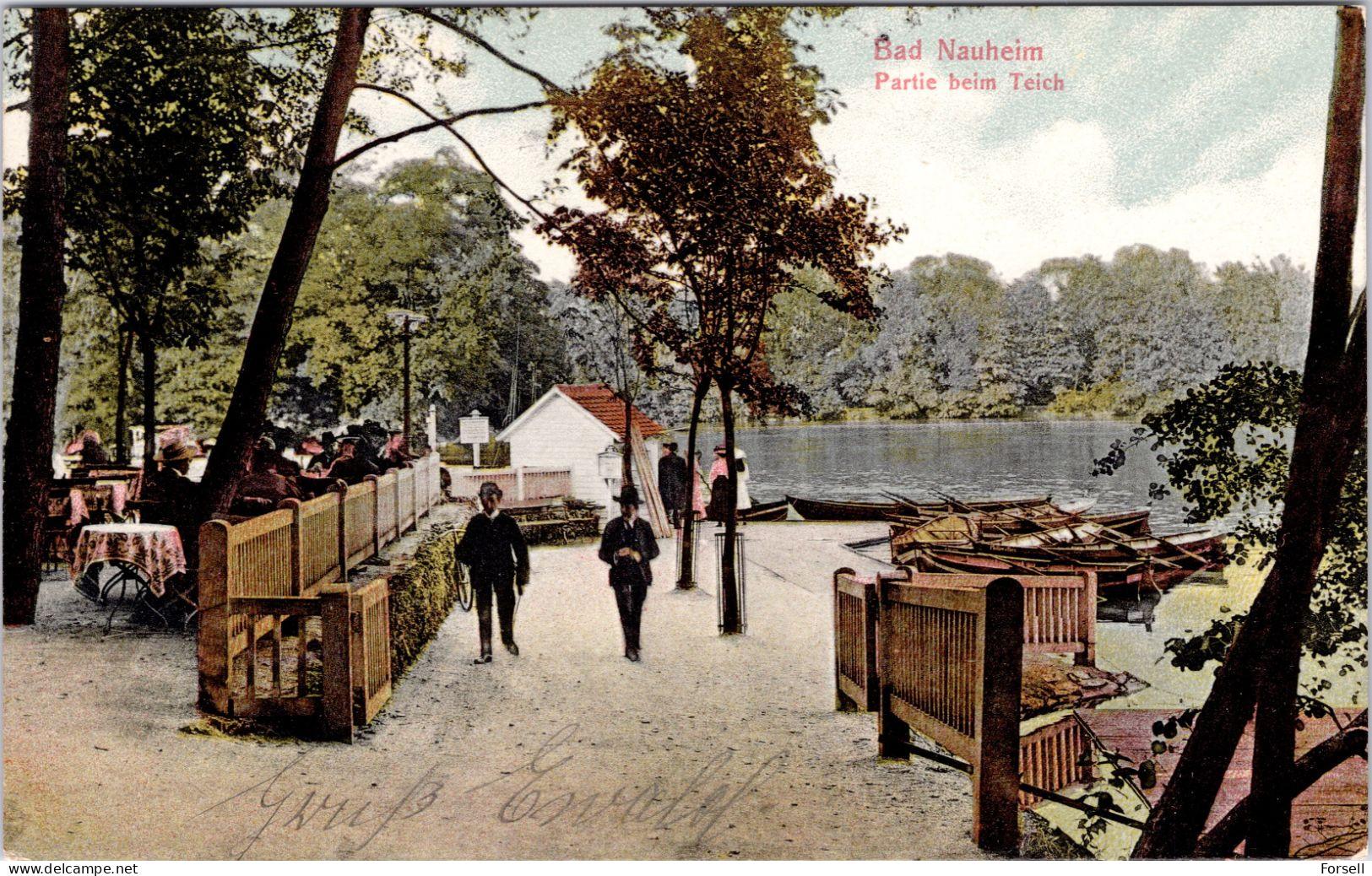 Bad Nauheim, Partie Beim Teich (Stempel: Bad Nauheim 1910 , Nach Norwegen) - Bad Nauheim