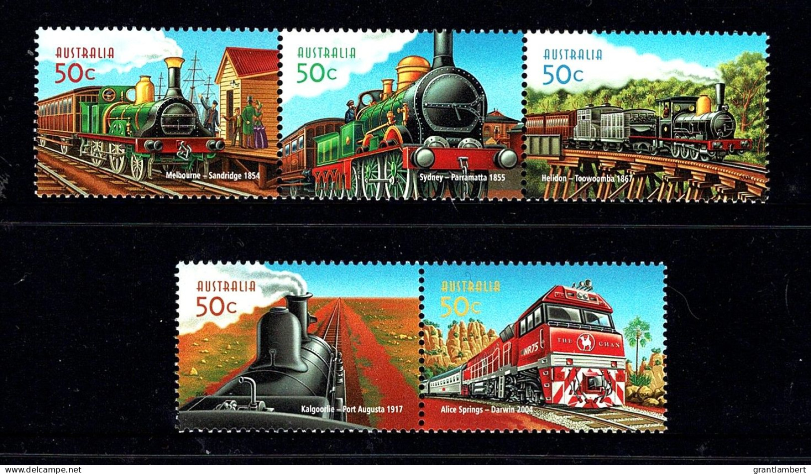 Australia 2004 Railways - Trains  Set Of 5 MNH - Mint Stamps