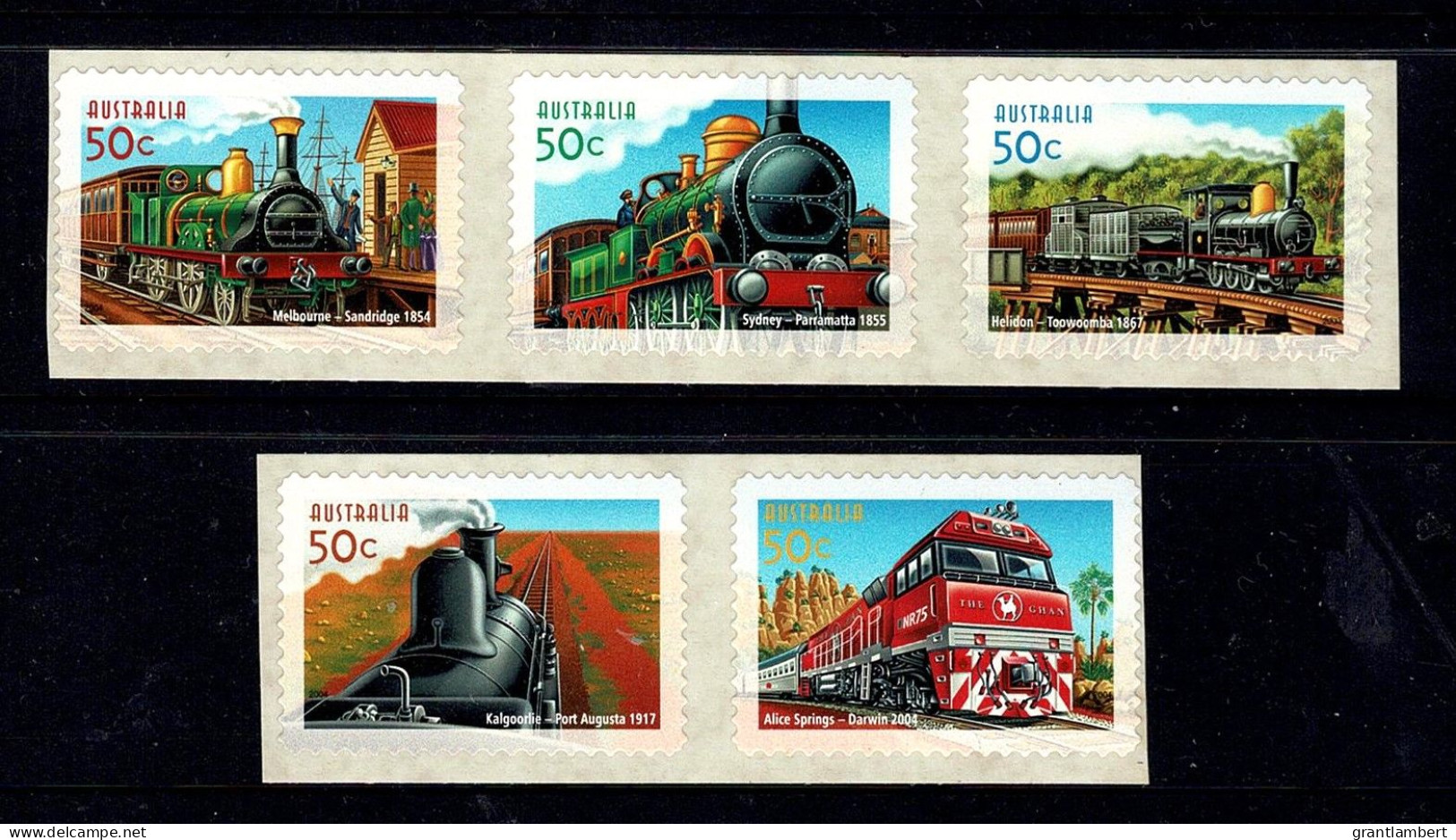 Australia 2004 Railways - Trains  Set Of 5 Self-adhesives MNH - Neufs