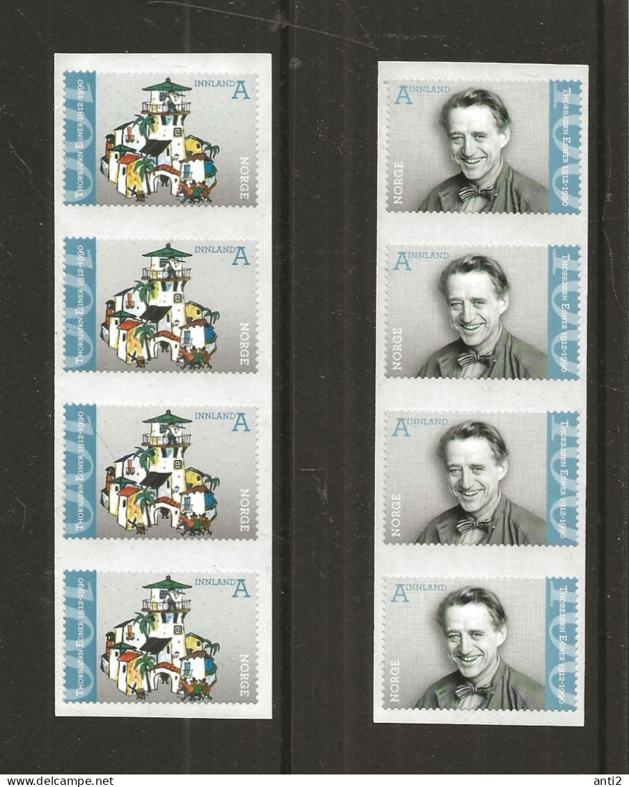 Norway Norge 2012 Thorbjørn Egner 100 Birthday Mi 1780-1781 In Strips Of Four  MNH(**) - Nuevos