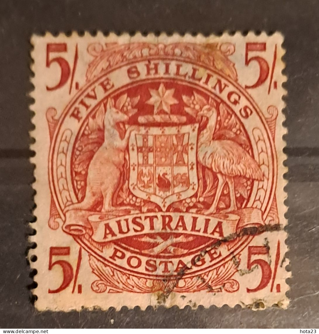 Australia 5/- Shillings 1948-1950 Used Postage Stamp - National Coat Of Arms - Gebraucht