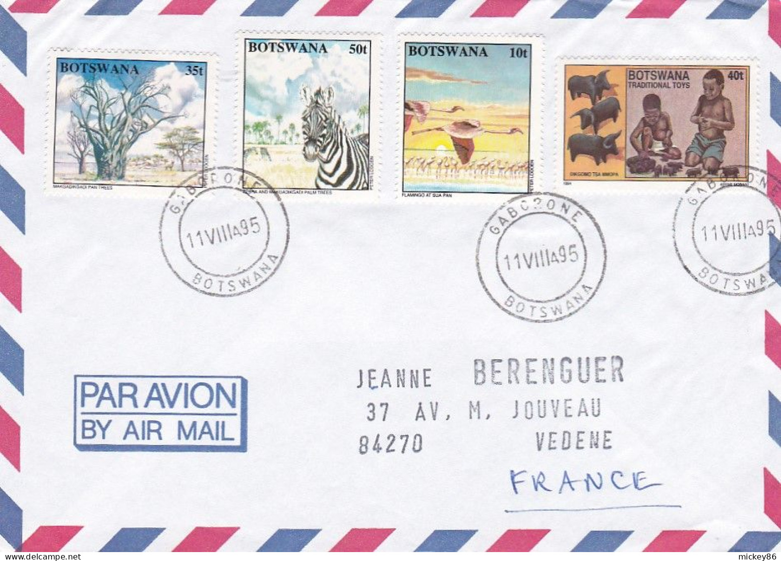 BOTSWANA -1995--Lettre GABERONE Pour VEDENE-84 (France) Timbres Divers .....cachet - Botswana (1966-...)