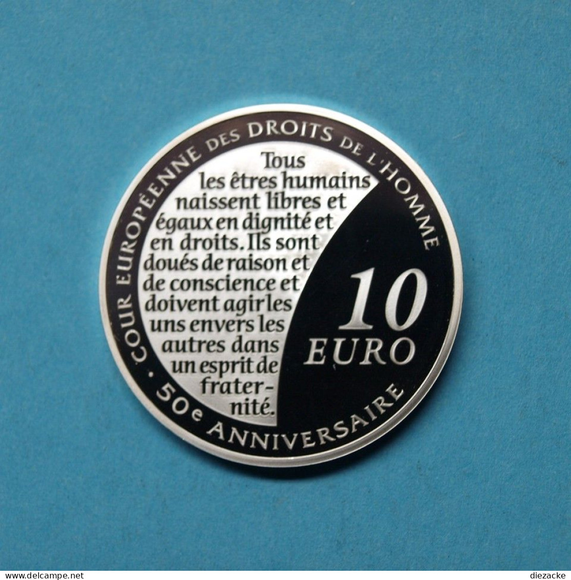 Frankreich 2009 10 Euro 50 Jahre Menschenrechte PP (Mük18/3 - Herdenking