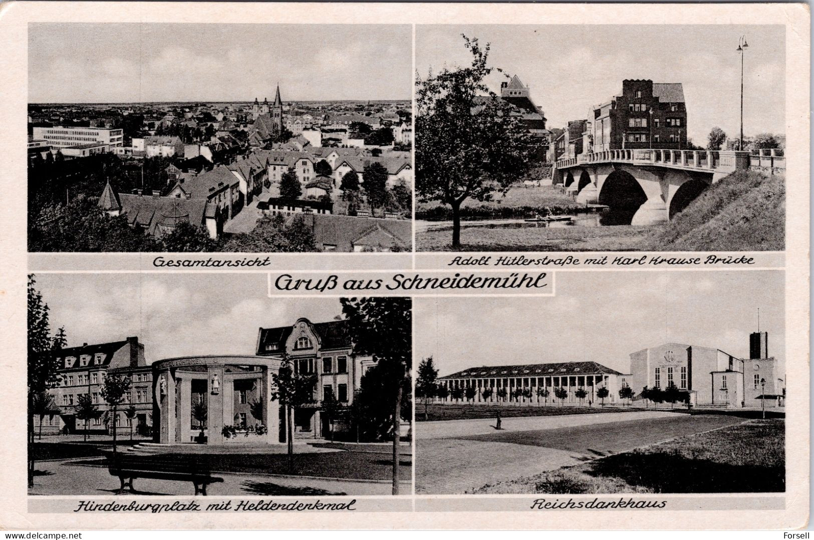 Gruss Aus Schneidemühl , U.A. Adolf Hitler Strasse  (Ungebraucht) - Posen