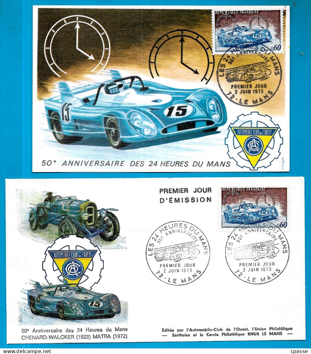 (Lot De 2) FDC 1973 Anniversaire Des Vingt-quatre Heures Du Mans * Premier Jour Thème SPORTS Course Automobile - Auto's