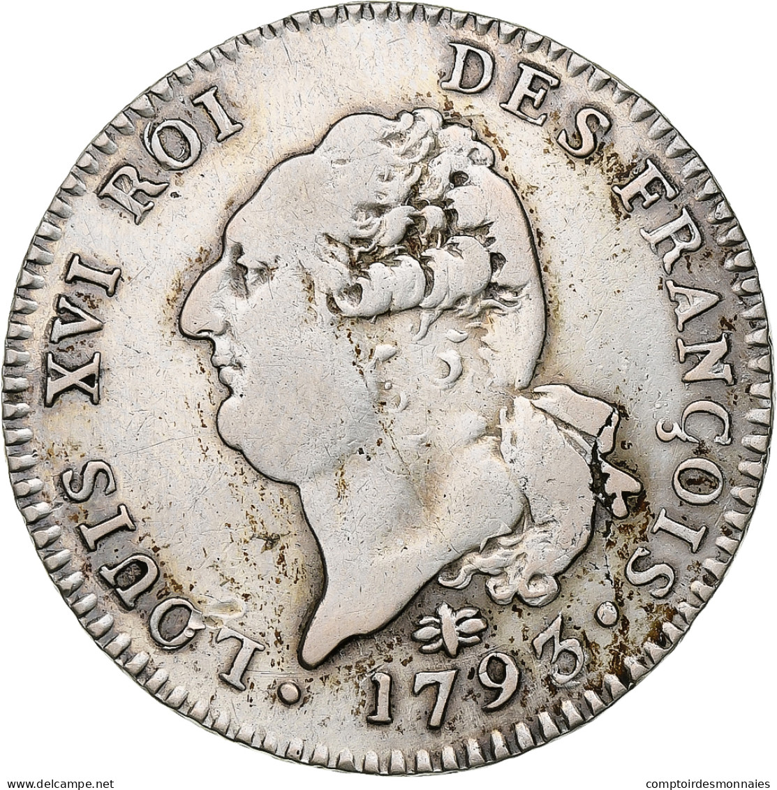 France, Louis XVI, 30 Sols, 1793 / AN 5, Lyon, Argent, TB+ - Other & Unclassified