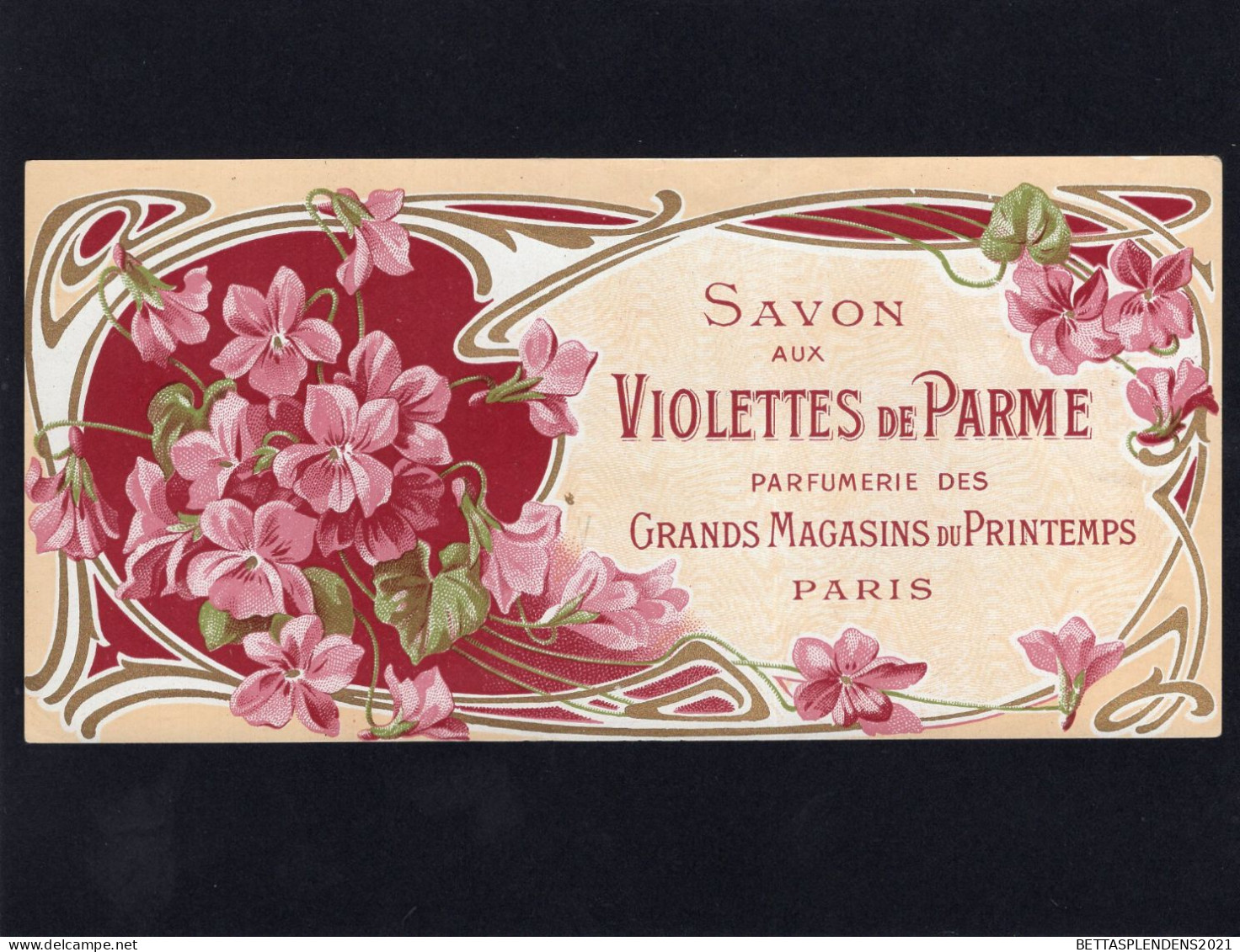 Etiquette Savon - SAVON Aux VIOLETTES De PARME - Parfumerie Des Grands Magasins Du Printemps - Paris - Etiquetas