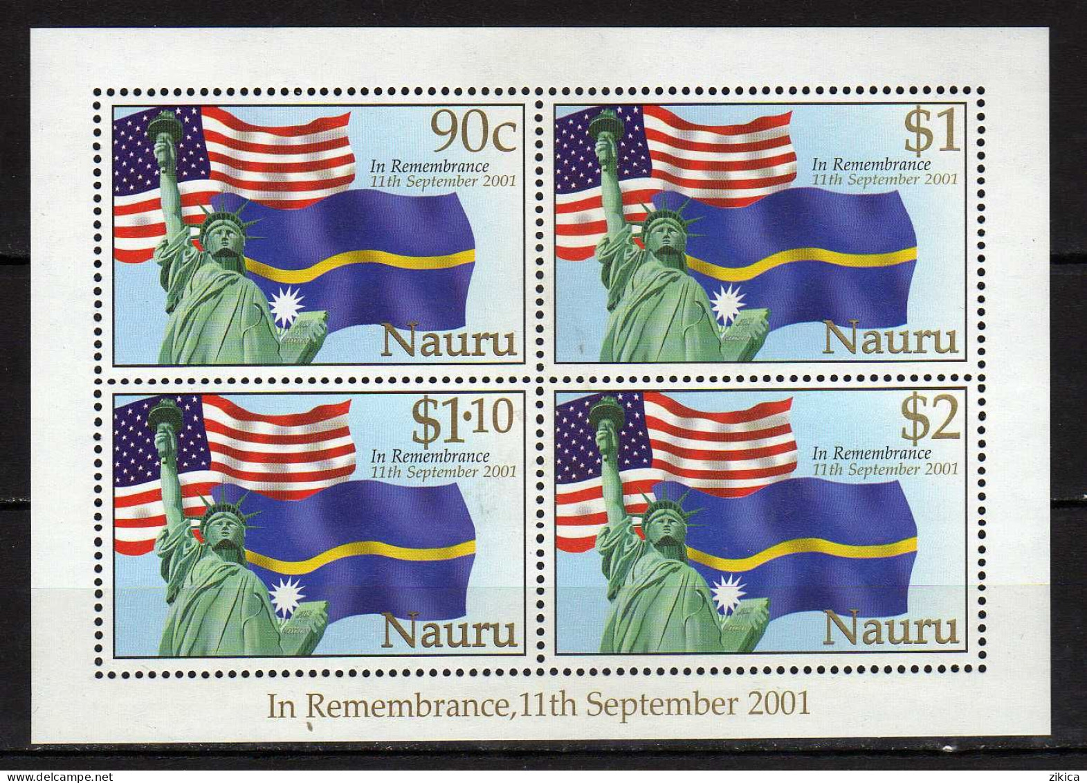 Nauru 2002 In Remembrance - Victims Of Terrorist Attacks On U.S.A., 11 September 2001 S/S. MNH - Nauru