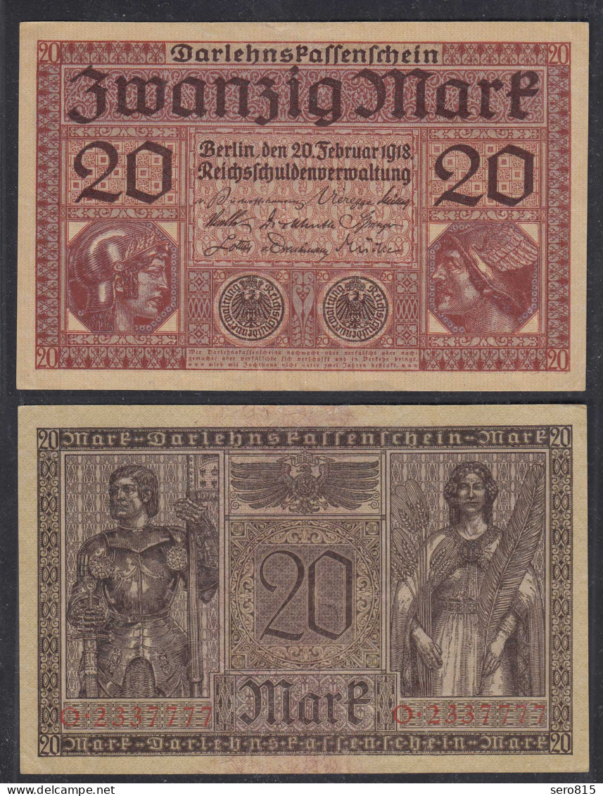 20 Mark Darlehnskassenschein 1918 Ro 55 Pick 57 XF (2) Serie O      (29346 - Sonstige & Ohne Zuordnung