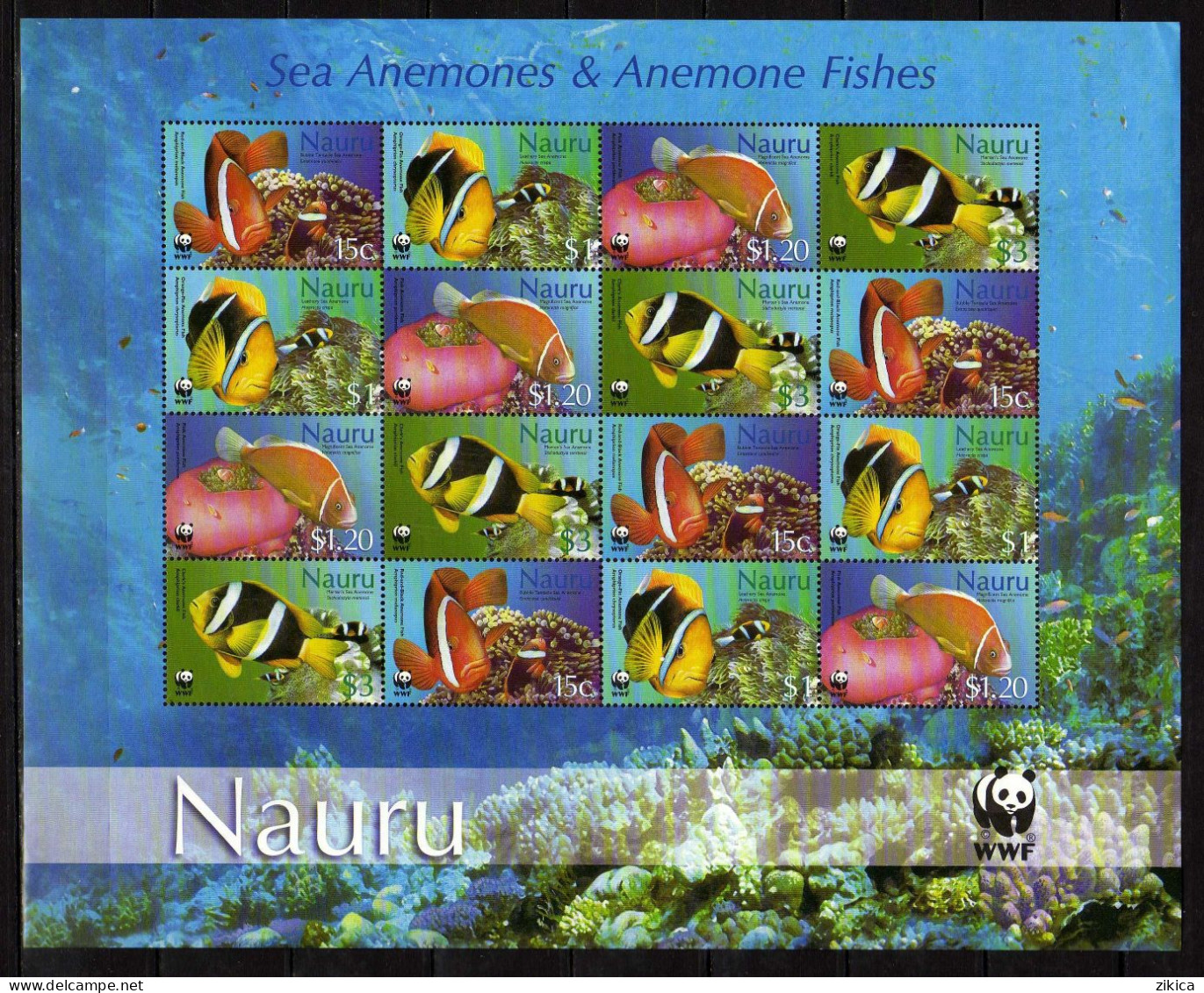 Nauru - 2003 WWF Endangered Species - Sea Anemones And Anemonefish. Fishes.S/S.  MNH - Nauru