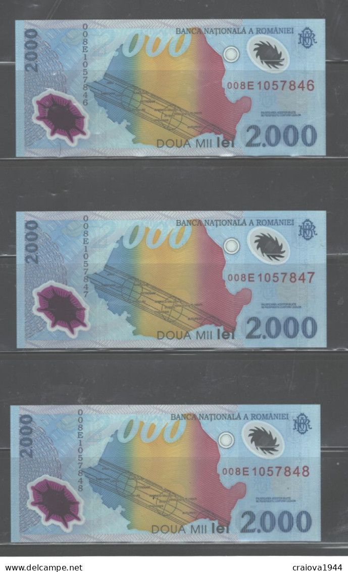 ROMANIA 2000 Lei CONCECUTIVE 008E1057838-008E10549 CRISPY NO DAMAGES,ALM PERFECT - Roumanie