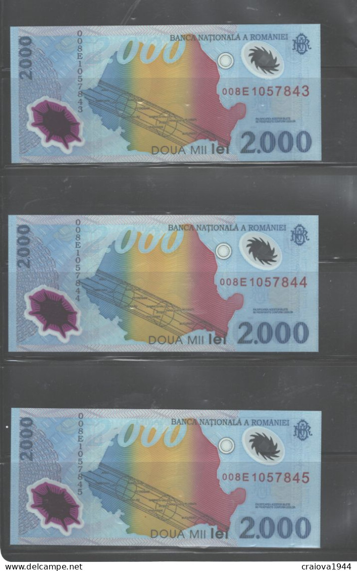 ROMANIA 2000 Lei CONCECUTIVE 008E1057838-008E10549 CRISPY NO DAMAGES,ALM PERFECT - Roemenië