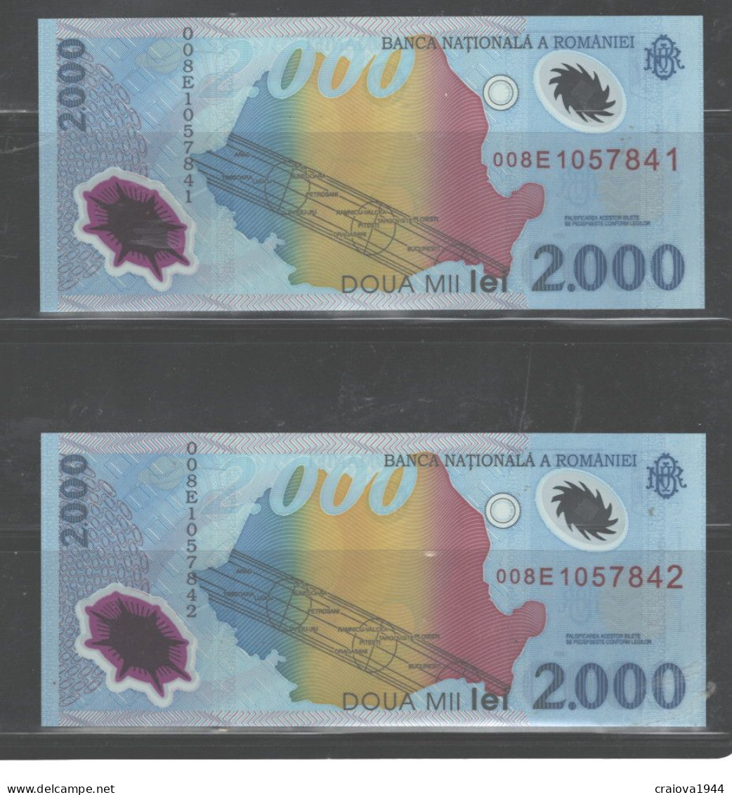 ROMANIA 2000 Lei CONCECUTIVE 008E1057838-008E10549 CRISPY NO DAMAGES,ALM PERFECT - Roumanie