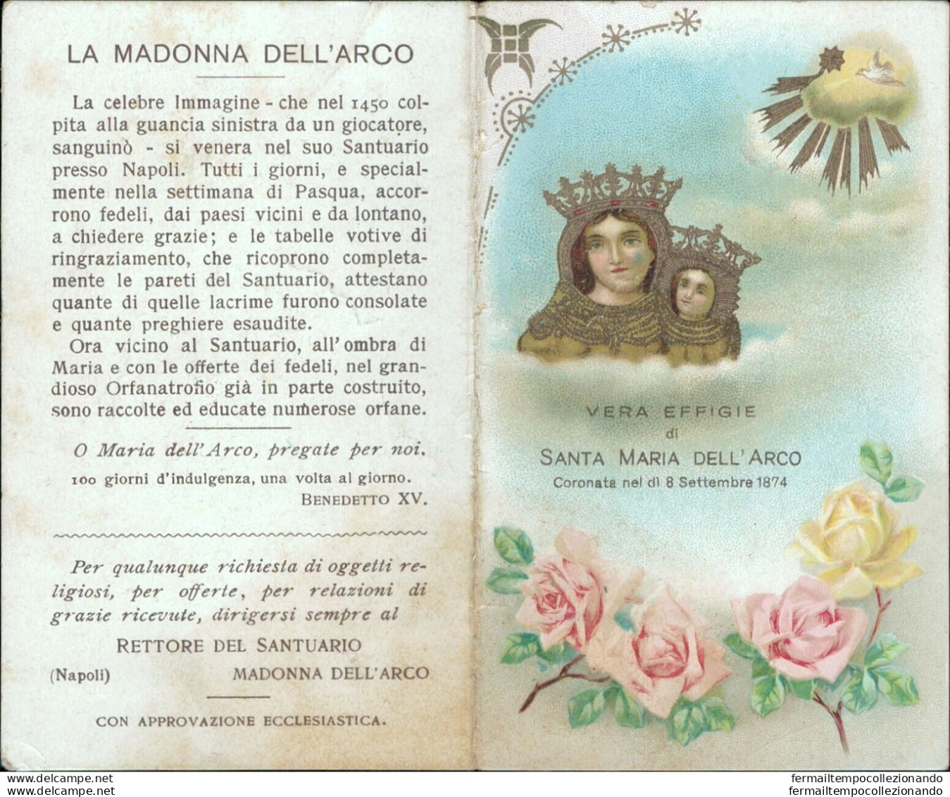 Bs95 Calendarietto Religioso Santuario Madonna Dell'arco Napoli - Otros & Sin Clasificación