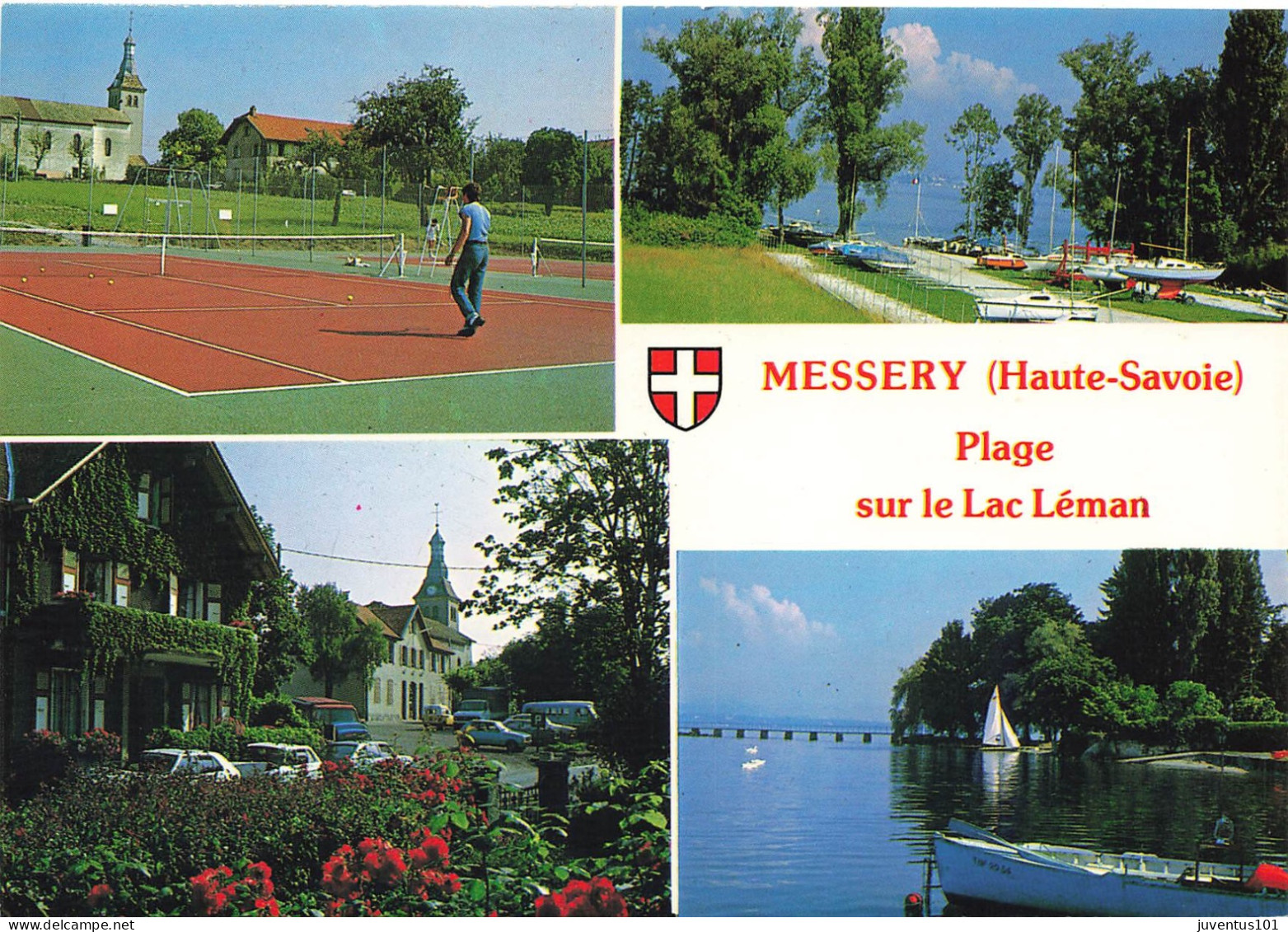 CPSM Messery-Plage Sur Le Lac Léman-Multivues-Timbre-RARE     L2681 - Messery