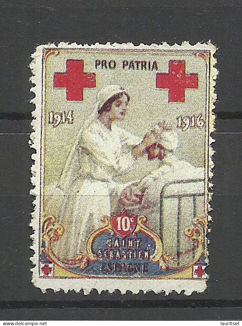 FRANCE 1914-1916 WWI Military Poster Stamp Vignette Red Cross (*) - Cruz Roja