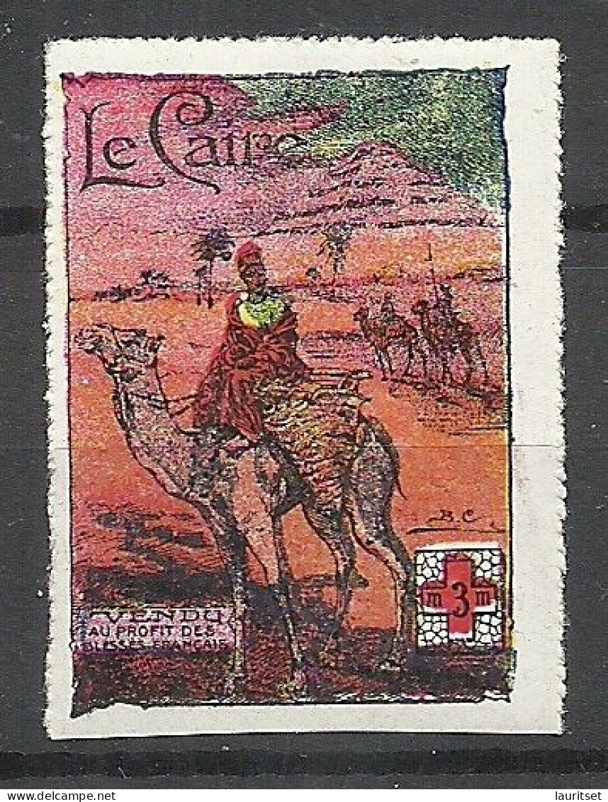 FRANCE 1914-1916 WWI Military Cairo Egypt Poster Stamp Vignette Red Cross * - Cruz Roja