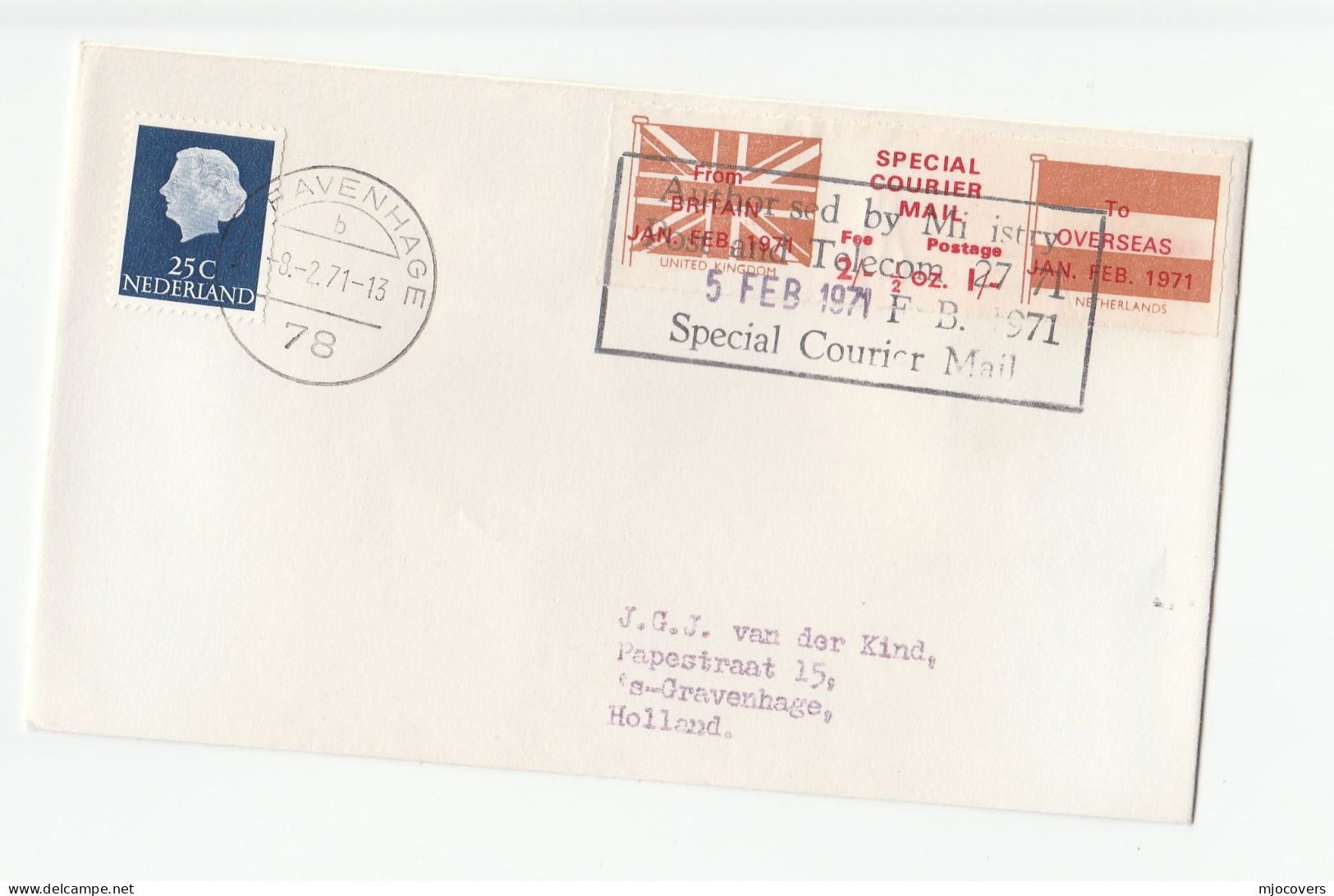 2 Cover 1971 GB POSTAL STRIKE Left & Right,NETHERLANDS  COURIER MAiL LABEL Stamps  COVERS Cover - Cinderella