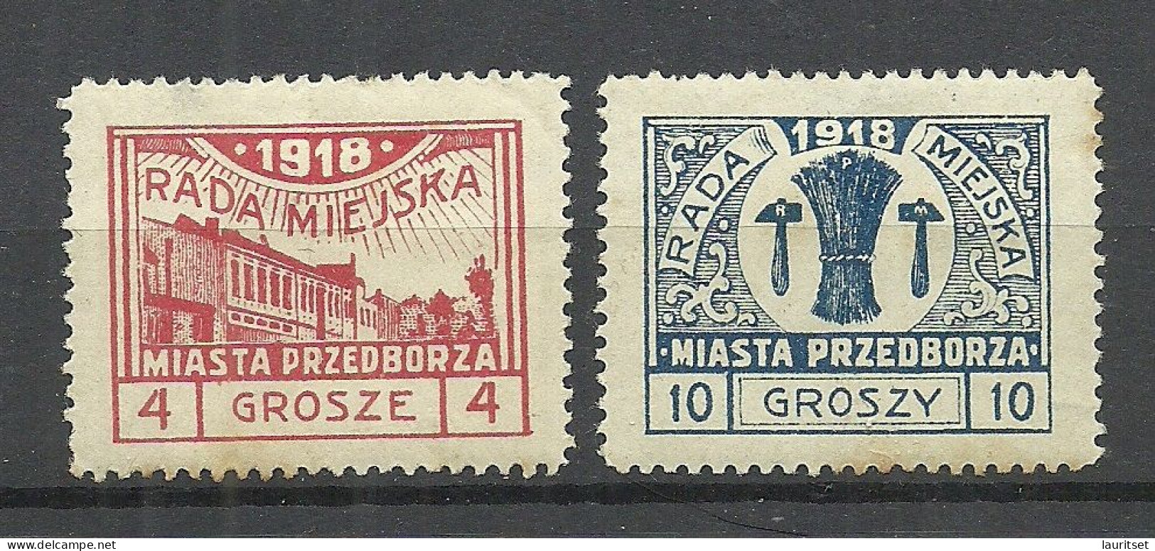 Poland Polen Polska 1918 Local Post Przedborz Michel 8 & 10 * Some Stain - Neufs