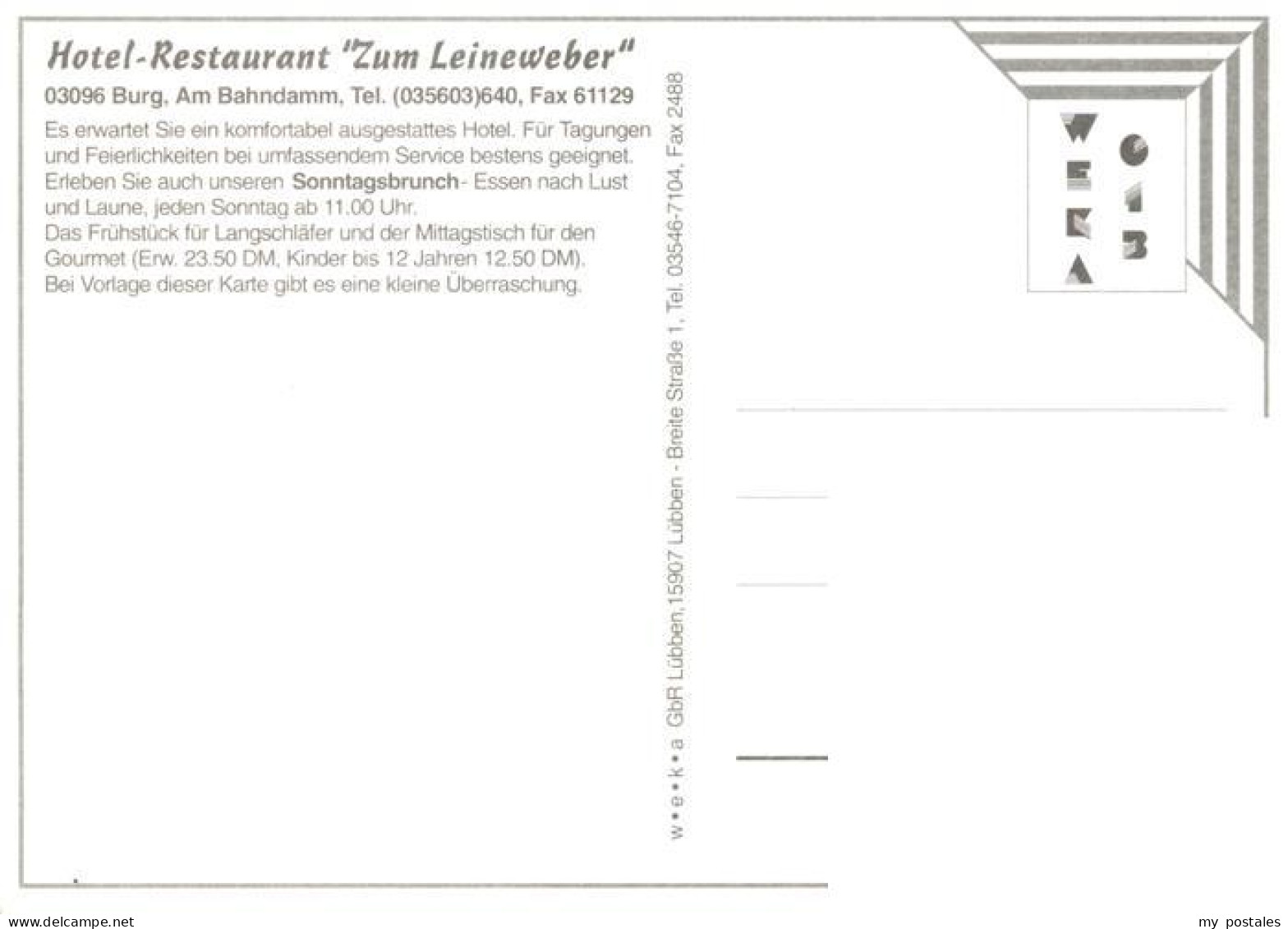 73880545 Burg Spreewald Hotel Restaurant Zum Leineweber Burg Spreewald - Burg (Spreewald)