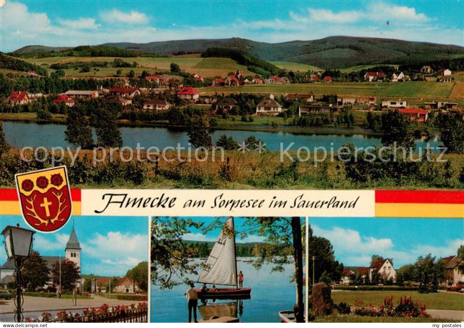 73813181 Amecke Sorpesee Panorama Kirche Seepartie  - Sundern