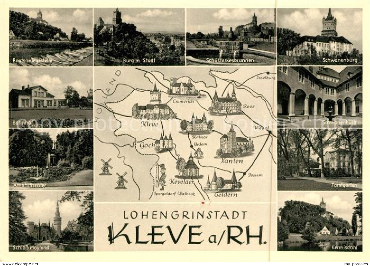 73105015 Kleve Bootsanlegestelle Bahnhof Amphitheater Schloss Mayland Kermisdahl - Kleve