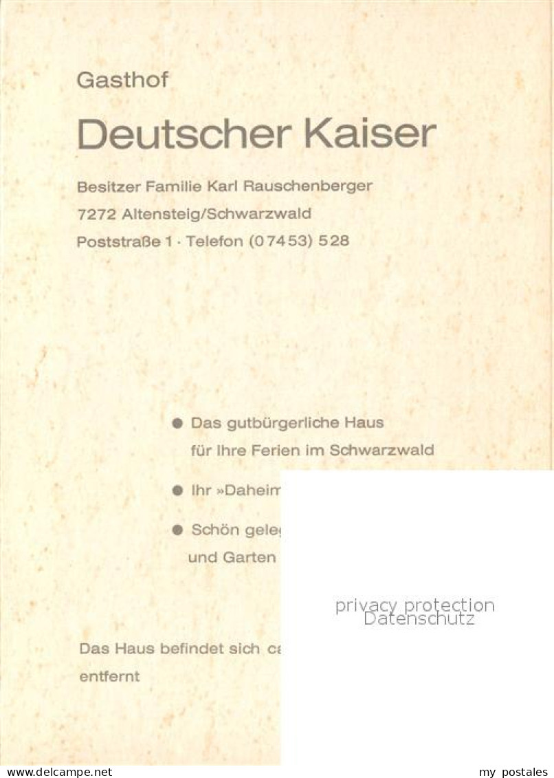 73099070 Altensteig Schwarzwald Gasthaus Deutscher Kaiser Altensteig - Altensteig