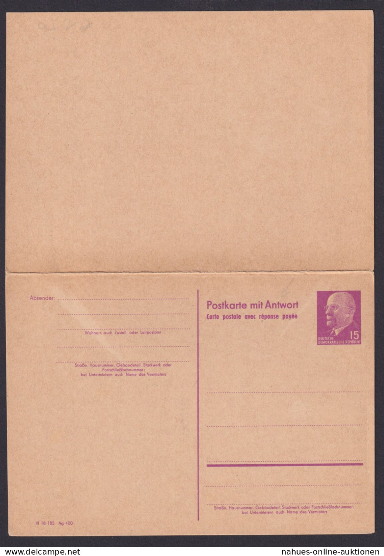 DDR Ganzsache Ulbricht 15 Pf. Frage & Antwort P 74 Ausgabe 1961 Kat.-Wert 40,00 - Postcards - Used