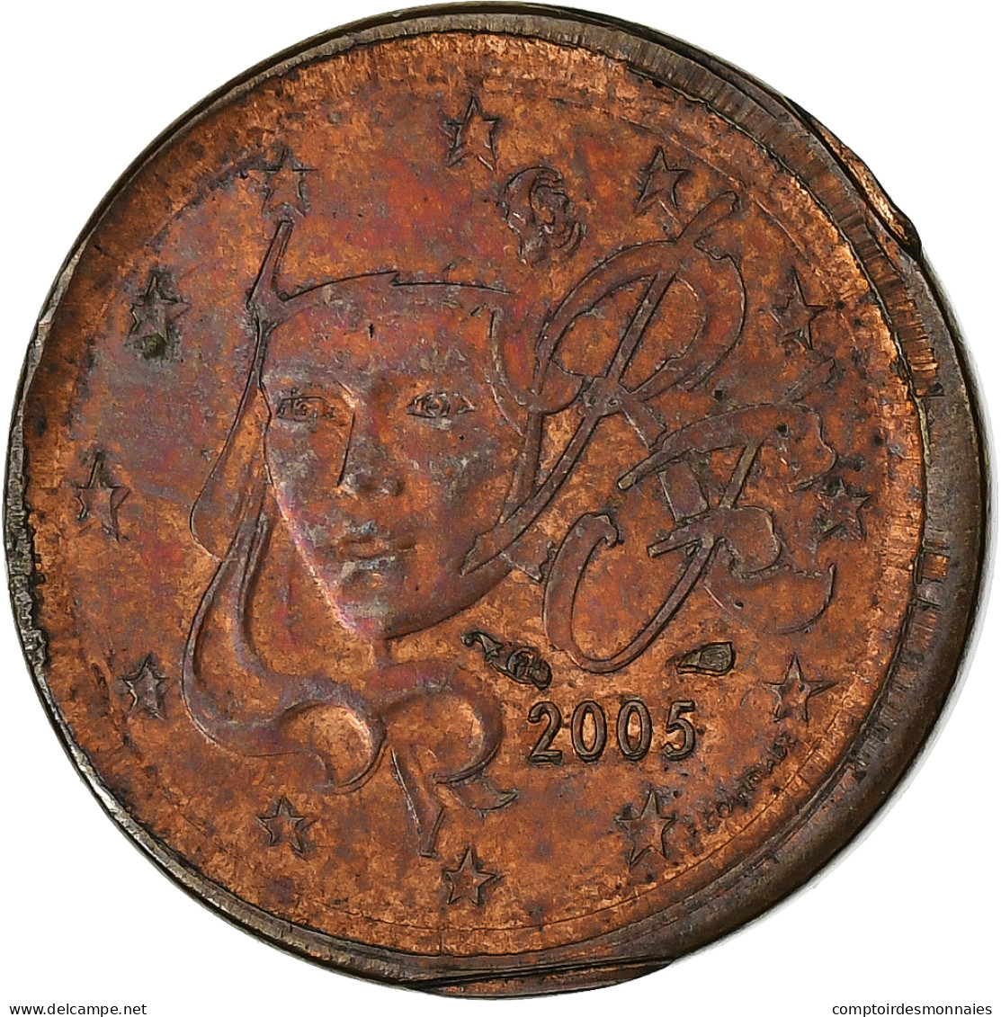 France, Euro Cent, Error Broadstruck, 2005, Paris, Cuivre Plaqué Acier, SUP - Variëteiten En Curiosa