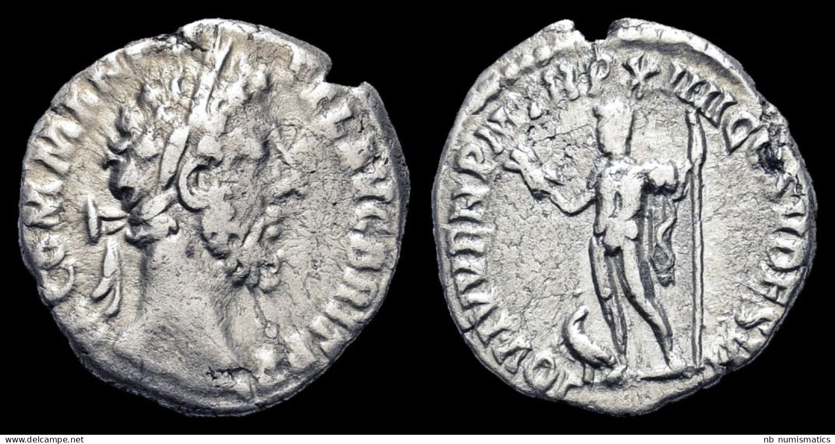 Commodus AR Denarius Jupiter Standing Left - Die Antoninische Dynastie (96 / 192)