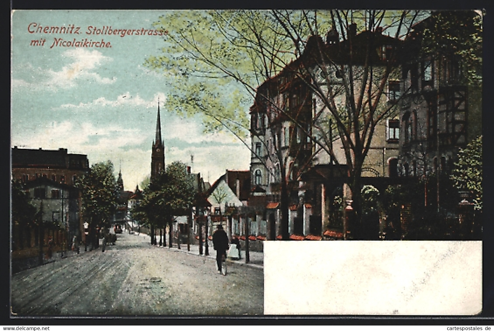 AK Chemnitz, Stollbergerstrasse Mit Nicolaikirche  - Stollberg (Erzgeb.)