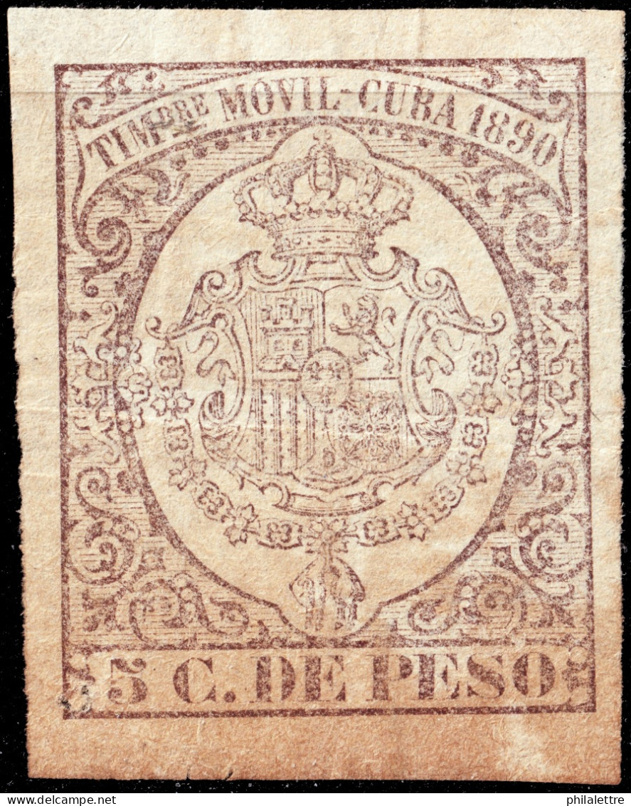ESPAGNE / ESPANA - COLONIAS (Cuba) 1890 "TIMBRE MOVIL" Fulcher 1333 5c Castaño - Sin Gomar - Cuba (1874-1898)