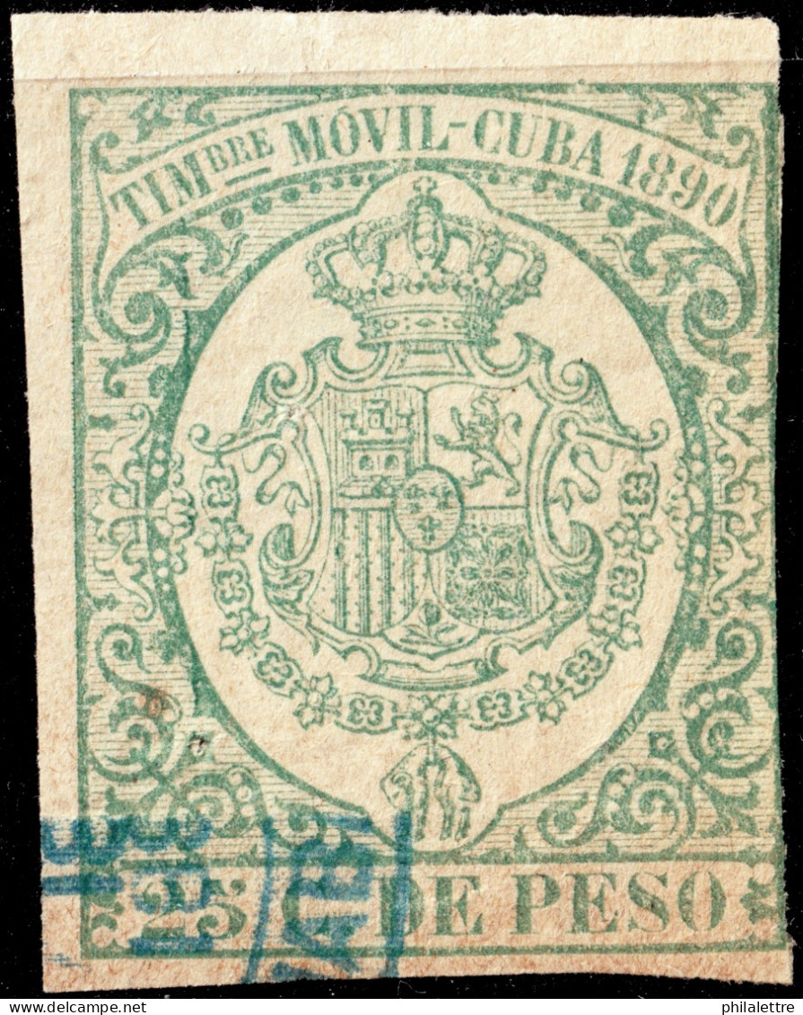 ESPAGNE / ESPANA - COLONIAS (Cuba) 1890 "TIMBRE MOVIL" Fulcher 1334 25c Verde - Usado - Kuba (1874-1898)