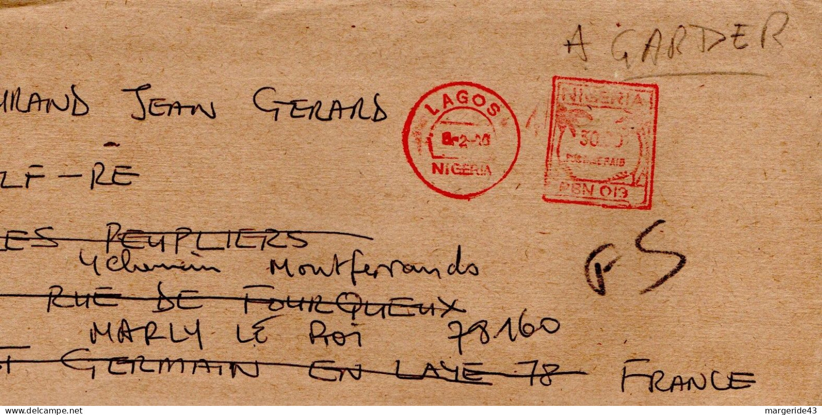 NIGERIA EMA SUR LETTRE DE LAGOS POUR LA FRANCE - Nigeria (1961-...)