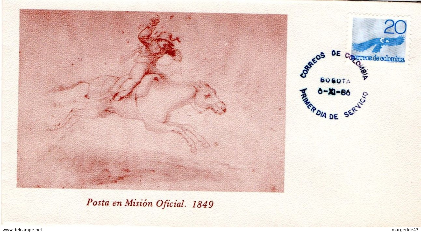 COLOMBIE FDC 1986 FACTEUR A CHEVAL - Colombia