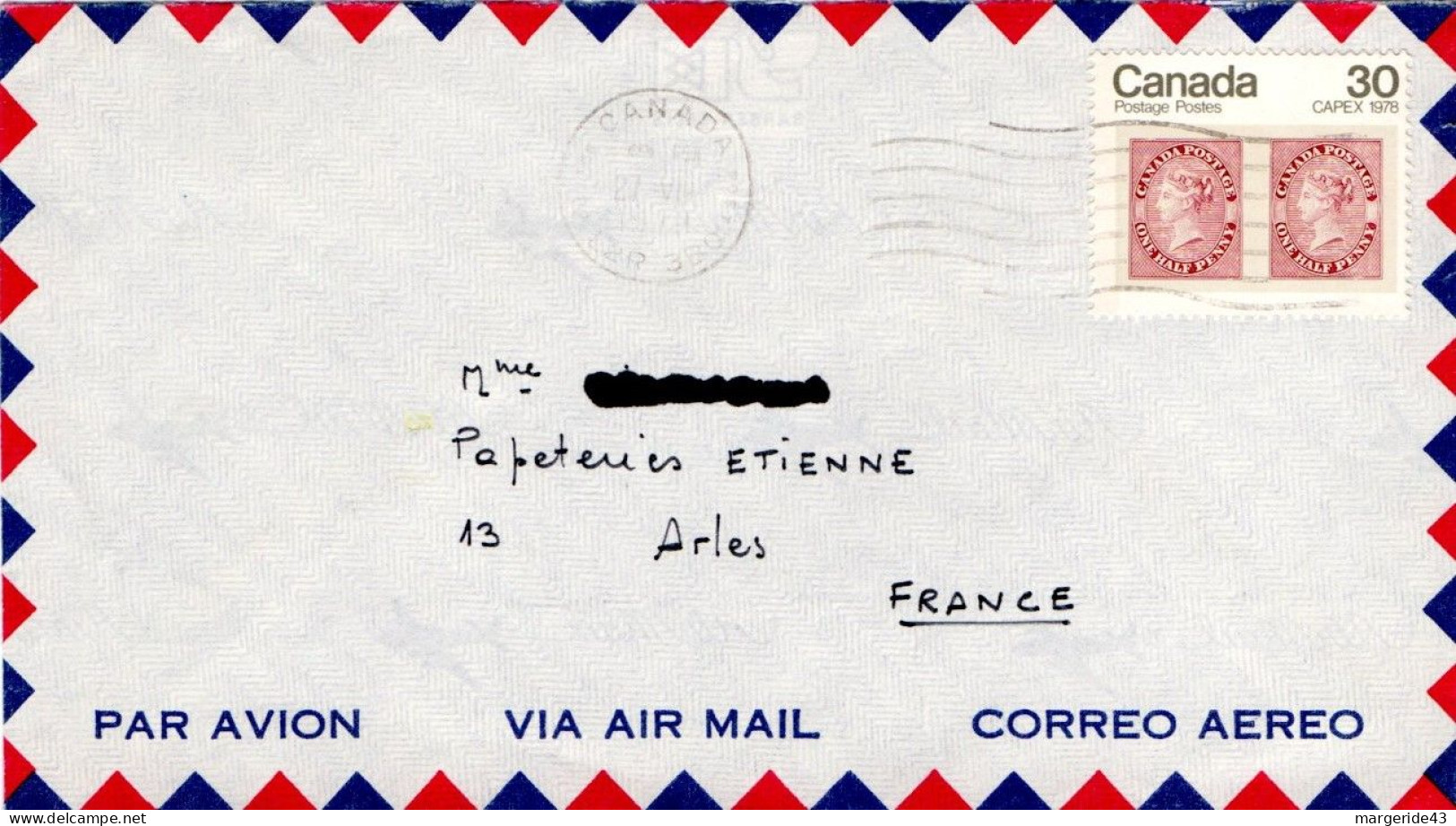 CANADA SEUL SUR LETTRE POUR LA FRANCE 1978 - Cartas & Documentos