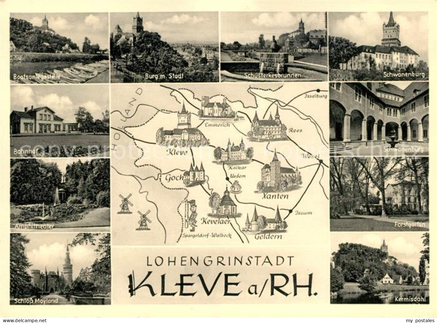 73097350 Kleve Bootsanlegestelle Bahnhof Alphitheater Schloss Mayland Schwanenbu - Kleve